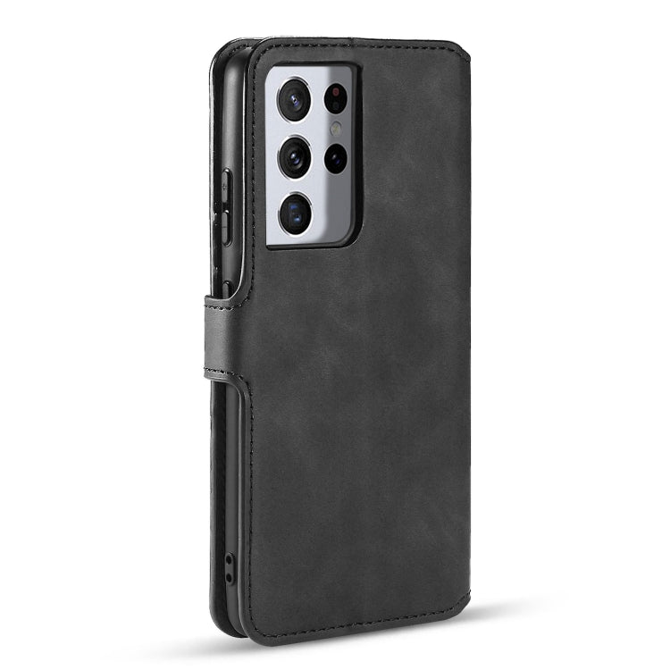 For Samsung Galaxy S21 Ultra 5G DG.MING Retro Oil Side Horizontal Flip Case with Holder & Card Slots & Wallet(Black)
