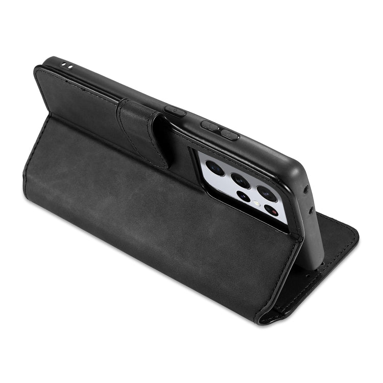 For Samsung Galaxy S21 Ultra 5G DG.MING Retro Oil Side Horizontal Flip Case with Holder & Card Slots & Wallet(Black)