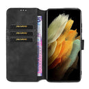 For Samsung Galaxy S21 Ultra 5G DG.MING Retro Oil Side Horizontal Flip Case with Holder & Card Slots & Wallet(Black)