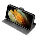 For Samsung Galaxy S21 Ultra 5G DG.MING Retro Oil Side Horizontal Flip Case with Holder & Card Slots & Wallet(Grey)