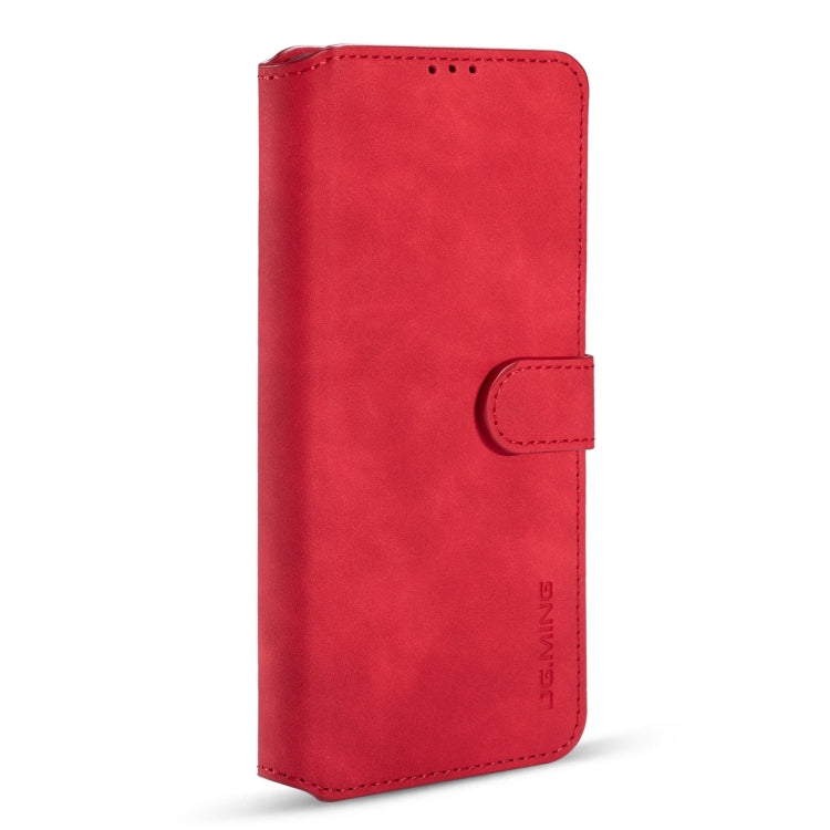 For Samsung Galaxy S21 Ultra 5G DG.MING Retro Oil Side Horizontal Flip Case with Holder & Card Slots & Wallet(Red)