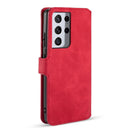 For Samsung Galaxy S21 Ultra 5G DG.MING Retro Oil Side Horizontal Flip Case with Holder & Card Slots & Wallet(Red)