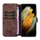 For Samsung Galaxy S21 Ultra 5G DG.MING Retro Oil Side Horizontal Flip Case with Holder & Card Slots & Wallet(Coffee)