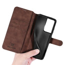 For Samsung Galaxy S21 Ultra 5G DG.MING Retro Oil Side Horizontal Flip Case with Holder & Card Slots & Wallet(Coffee)