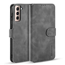 For Samsung Galaxy S21 5G DG.MING Retro Oil Side Horizontal Flip Case with Holder & Card Slots & Wallet(Grey)