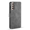 For Samsung Galaxy S21 5G DG.MING Retro Oil Side Horizontal Flip Case with Holder & Card Slots & Wallet(Grey)