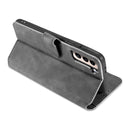For Samsung Galaxy S21 5G DG.MING Retro Oil Side Horizontal Flip Case with Holder & Card Slots & Wallet(Grey)