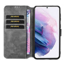For Samsung Galaxy S21 5G DG.MING Retro Oil Side Horizontal Flip Case with Holder & Card Slots & Wallet(Grey)