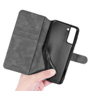 For Samsung Galaxy S21 5G DG.MING Retro Oil Side Horizontal Flip Case with Holder & Card Slots & Wallet(Grey)