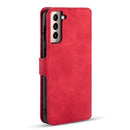 For Samsung Galaxy S21 5G DG.MING Retro Oil Side Horizontal Flip Case with Holder & Card Slots & Wallet(Red)