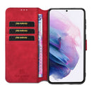 For Samsung Galaxy S21 5G DG.MING Retro Oil Side Horizontal Flip Case with Holder & Card Slots & Wallet(Red)