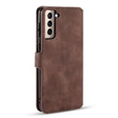 For Samsung Galaxy S21 5G DG.MING Retro Oil Side Horizontal Flip Case with Holder & Card Slots & Wallet(Coffee)