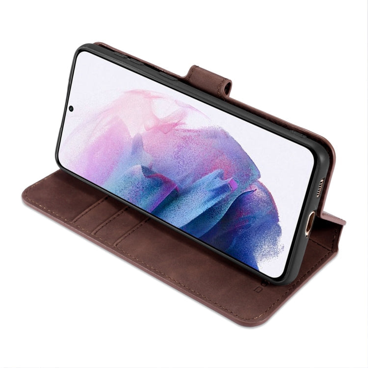 For Samsung Galaxy S21 5G DG.MING Retro Oil Side Horizontal Flip Case with Holder & Card Slots & Wallet(Coffee)