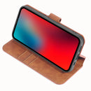 For iPhone 12 / 12 Pro DG.MING Retro Oil Side Horizontal Flip Case with Holder & Card Slots & Wallet(Brown)