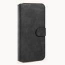 DG.MING Retro Oil Side Horizontal Flip Case with Holder & Card Slots & Wallet For iPhone 12 / 12 Pro(Black)