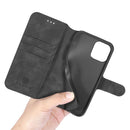 DG.MING Retro Oil Side Horizontal Flip Case with Holder & Card Slots & Wallet For iPhone 12 / 12 Pro(Black)
