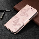 For Xiaomi Redmi Note 8 Pro Two Butterflies Embossing Pattern Horizontal Flip Leather Case with Holder & Card Slot & Wallet & Lanyard(Gold)