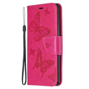 For Xiaomi Redmi Note 8 Pro Two Butterflies Embossing Pattern Horizontal Flip Leather Case with Holder & Card Slot & Wallet & Lanyard(Rose Red)