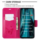 For Xiaomi Redmi Note 8 Pro Two Butterflies Embossing Pattern Horizontal Flip Leather Case with Holder & Card Slot & Wallet & Lanyard(Rose Red)