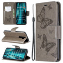 For Xiaomi Redmi Note 8 Pro Two Butterflies Embossing Pattern Horizontal Flip Leather Case with Holder & Card Slot & Wallet & Lanyard(Grey)