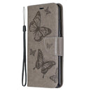For Xiaomi Redmi Note 8 Pro Two Butterflies Embossing Pattern Horizontal Flip Leather Case with Holder & Card Slot & Wallet & Lanyard(Grey)