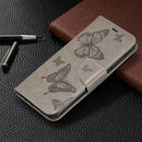 For Xiaomi Redmi Note 8 Pro Two Butterflies Embossing Pattern Horizontal Flip Leather Case with Holder & Card Slot & Wallet & Lanyard(Grey)