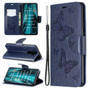For Xiaomi Redmi Note 8 Pro Two Butterflies Embossing Pattern Horizontal Flip Leather Case with Holder & Card Slot & Wallet & Lanyard(Dark Blue)