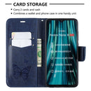 For Xiaomi Redmi Note 8 Pro Two Butterflies Embossing Pattern Horizontal Flip Leather Case with Holder & Card Slot & Wallet & Lanyard(Dark Blue)