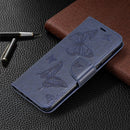 For Xiaomi Redmi Note 8 Pro Two Butterflies Embossing Pattern Horizontal Flip Leather Case with Holder & Card Slot & Wallet & Lanyard(Dark Blue)