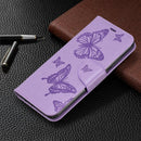 For Xiaomi Redmi Note 8 Pro Two Butterflies Embossing Pattern Horizontal Flip Leather Case with Holder & Card Slot & Wallet & Lanyard(Purple)