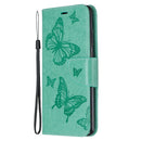 For Xiaomi Redmi Note 8 Pro Two Butterflies Embossing Pattern Horizontal Flip Leather Case with Holder & Card Slot & Wallet & Lanyard(Green)