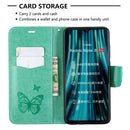 For Xiaomi Redmi Note 8 Pro Two Butterflies Embossing Pattern Horizontal Flip Leather Case with Holder & Card Slot & Wallet & Lanyard(Green)