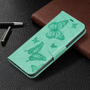 For Xiaomi Redmi Note 8 Pro Two Butterflies Embossing Pattern Horizontal Flip Leather Case with Holder & Card Slot & Wallet & Lanyard(Green)
