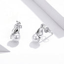 S925 Sterling Silver Cat Pearl Women Earrings