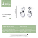 S925 Sterling Silver Cat Pearl Women Earrings