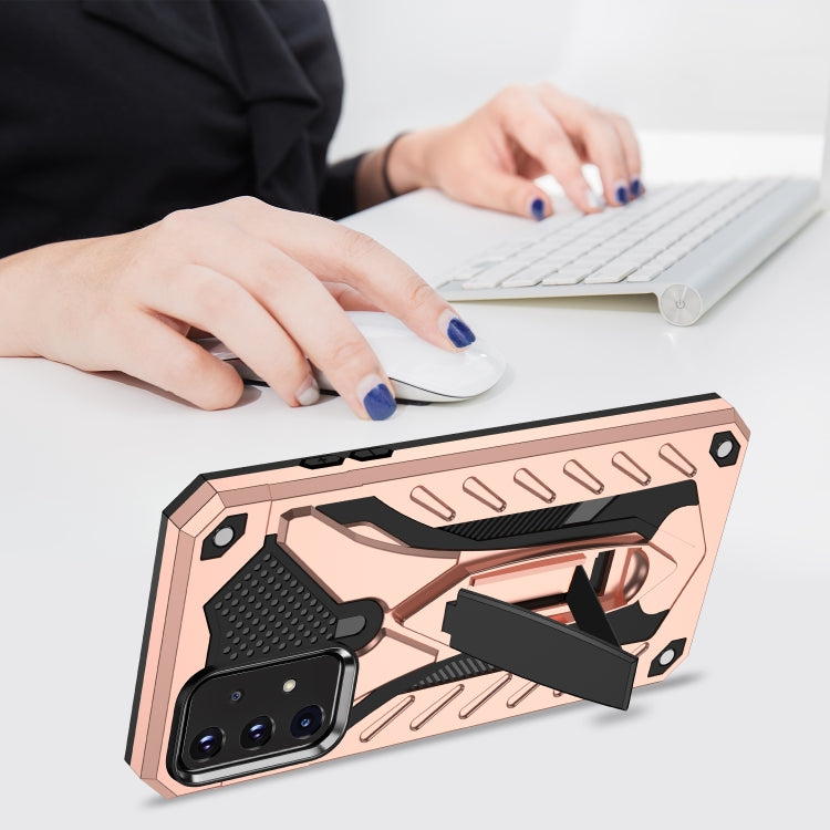 For Samsung Galaxy A52 5G / 4G Shockproof TPU + PC Protective Case with Holder(Rose Gold)