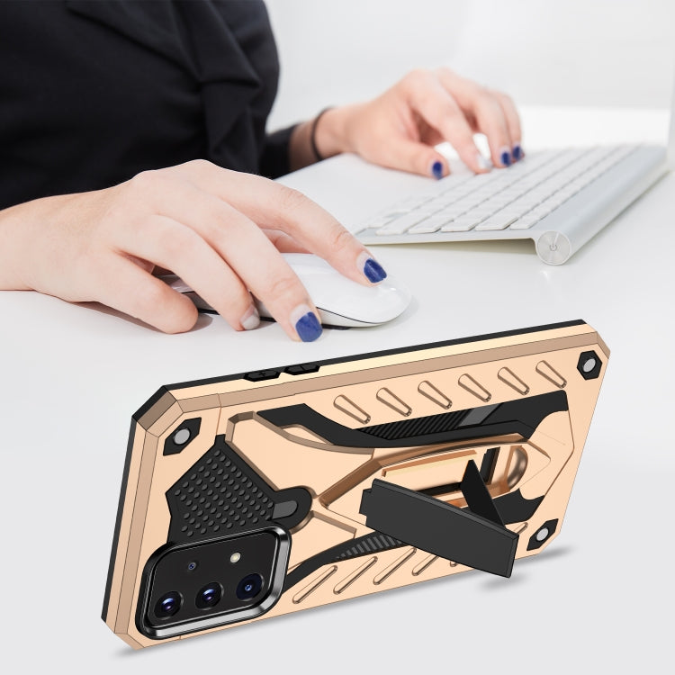 For Samsung Galaxy A52 5G / 4G Shockproof TPU + PC Protective Case with Holder(Gold)