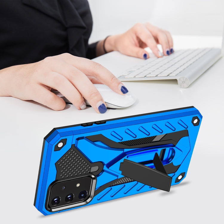 For Samsung Galaxy A52 5G / 4G Shockproof TPU + PC Protective Case with Holder(Blue)
