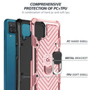 For Samsung Galaxy A12 Cool Armor PC + TPU Shockproof Case with 360 Degree Rotation Ring Holder(Rose Gold)