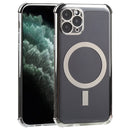 Straight Side Laser Plating Full Coverage Clear TPU Shockproof Magsafe Case For iPhone 11 Pro(Silver)