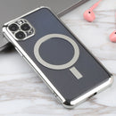 Straight Side Laser Plating Full Coverage Clear TPU Shockproof Magsafe Case For iPhone 11 Pro(Silver)