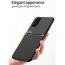 For OPPO Reno5 5G Classic Tilt Strip Grain Magnetic Shockproof PC + TPU Case(Blue)