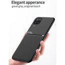 For Samsung Galaxy A12 Classic Tilt Strip Grain Magnetic Shockproof PC + TPU Case(Red)