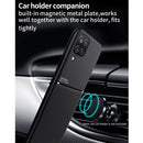 For Samsung Galaxy A12 Classic Tilt Strip Grain Magnetic Shockproof PC + TPU Case(Red)