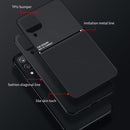 For Samsung Galaxy A12 Classic Tilt Strip Grain Magnetic Shockproof PC + TPU Case(Blue)