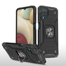 For Samsung Galaxy A12 Magnetic Armor Shockproof TPU + PC Case with Metal Ring Holder(Black)