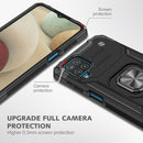 For Samsung Galaxy A12 Magnetic Armor Shockproof TPU + PC Case with Metal Ring Holder(Black)
