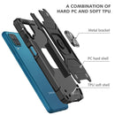 For Samsung Galaxy A12 Magnetic Armor Shockproof TPU + PC Case with Metal Ring Holder(Black)