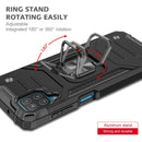 For Samsung Galaxy A12 Magnetic Armor Shockproof TPU + PC Case with Metal Ring Holder(Black)