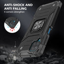 For Samsung Galaxy A12 Magnetic Armor Shockproof TPU + PC Case with Metal Ring Holder(Black)